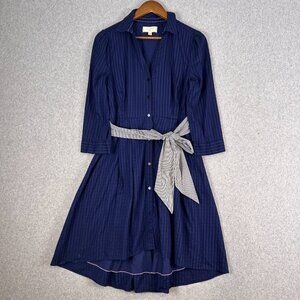 Moulinette Soeurs Anthropologie Dress Women's 8 Navy High Lo Button Up Cocktail